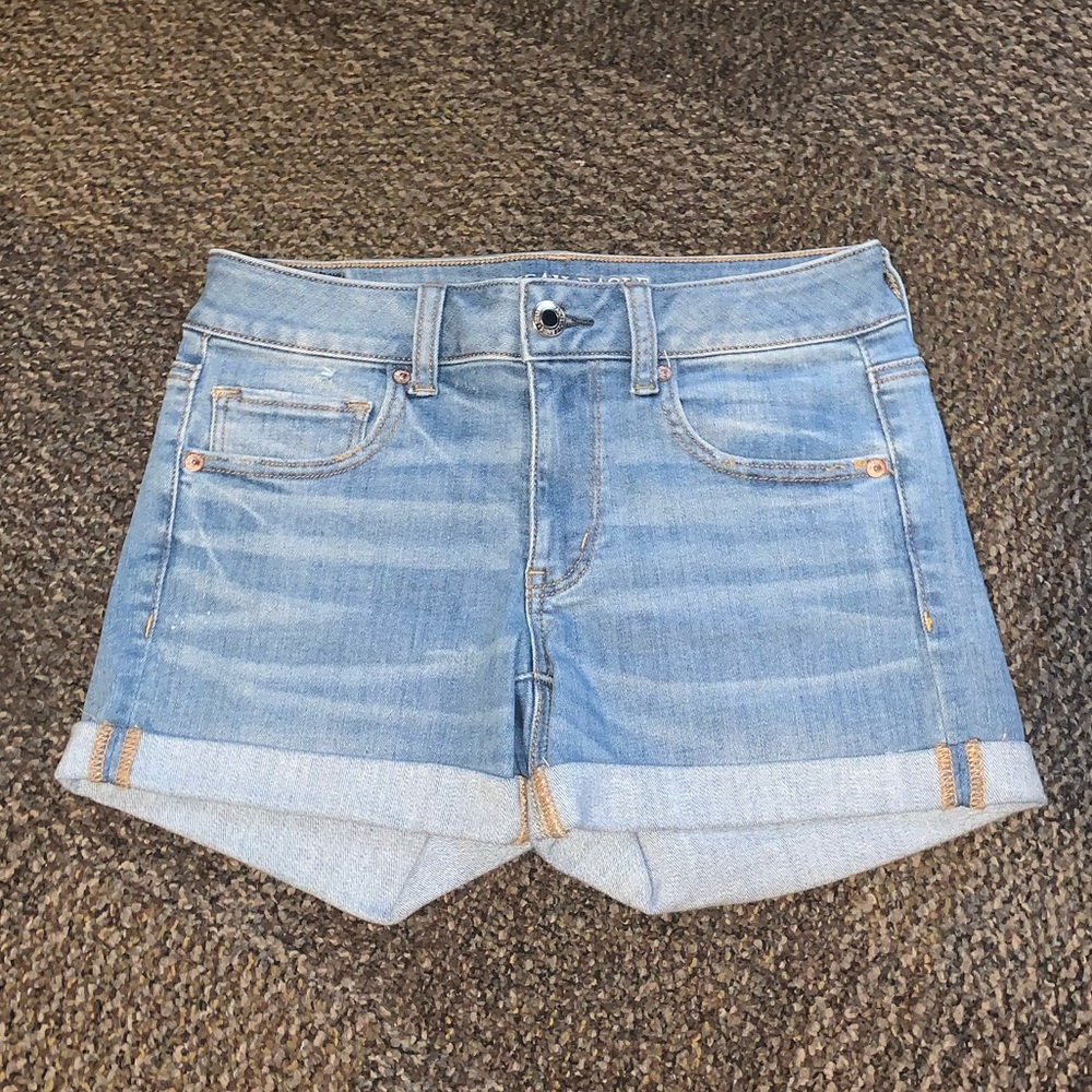 american eagle outfitters denim midi shorts